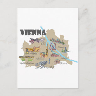 Vienna Austria Map Overview Postcard
