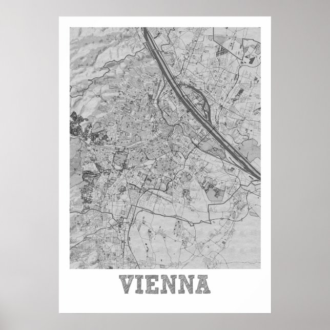 Vienna - Austria Pencil City Map Poster (Front)