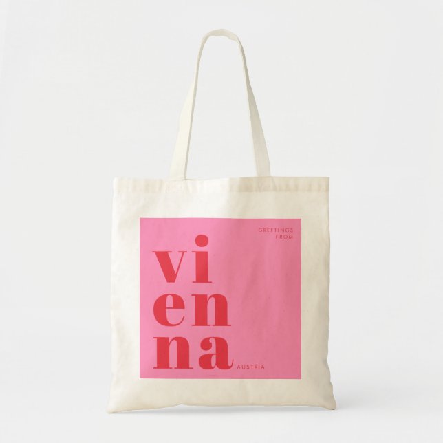 Vienna Austria red pink typography Tote Bag (Front)