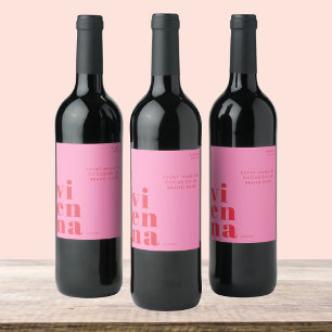 Vienna Austria red pink typography Wine Label