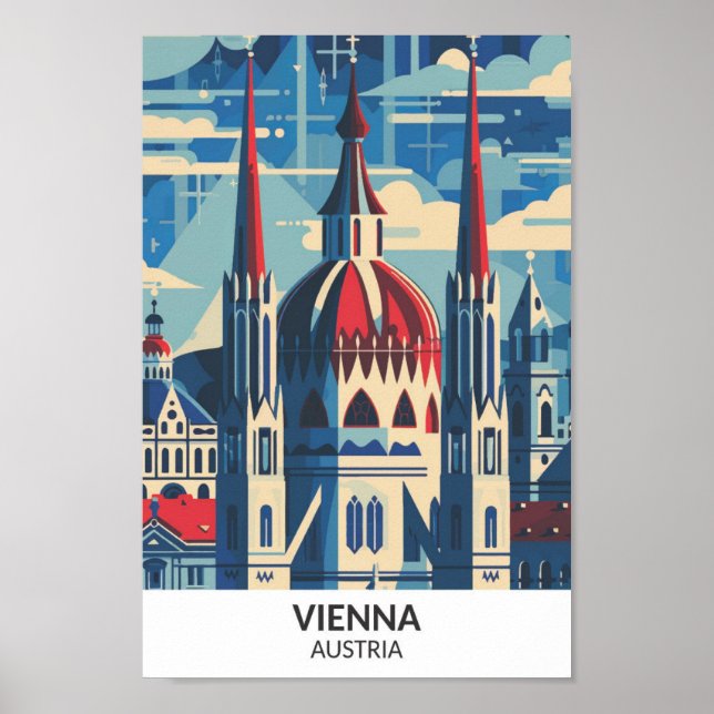 Vienna Austria Retro Artwork Travel  Poster (Front)