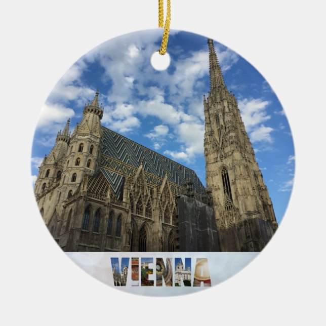 Vienna Austria St Stephen's Cathedral Ceramic Tree Decoration (Front)