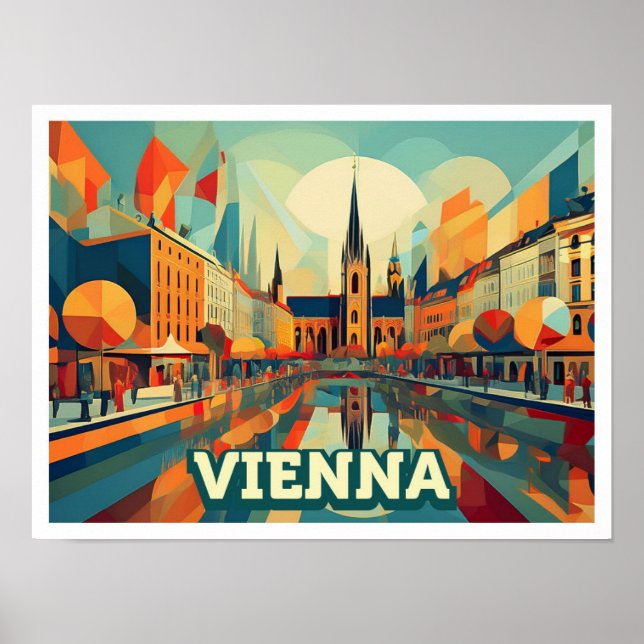 Vienna Austria Travel artistic colourful Poster (Front)