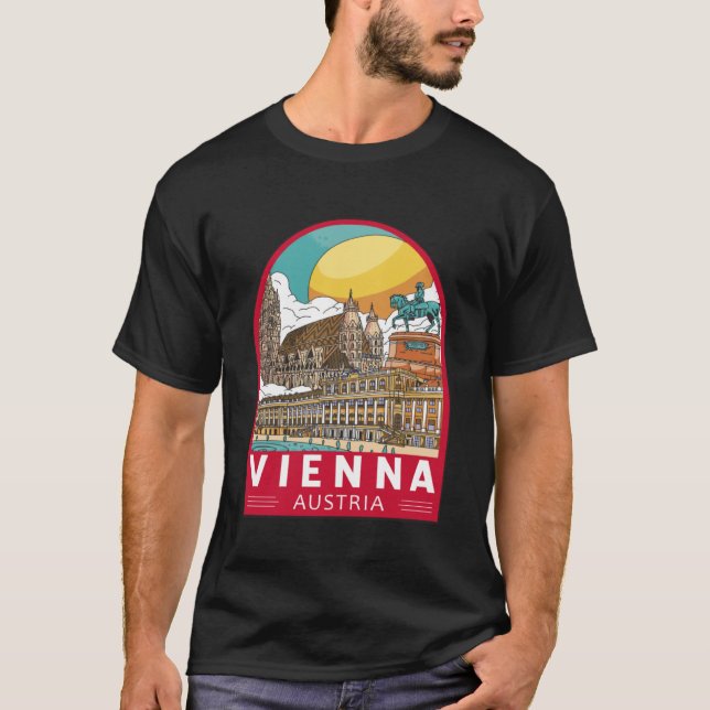 Vienna Austria Travel Retro Emblem Vintage T-Shirt (Front)