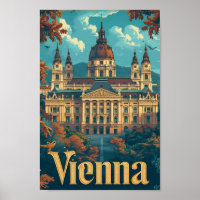 Vienna Austria Vintage Art Travel Illustration