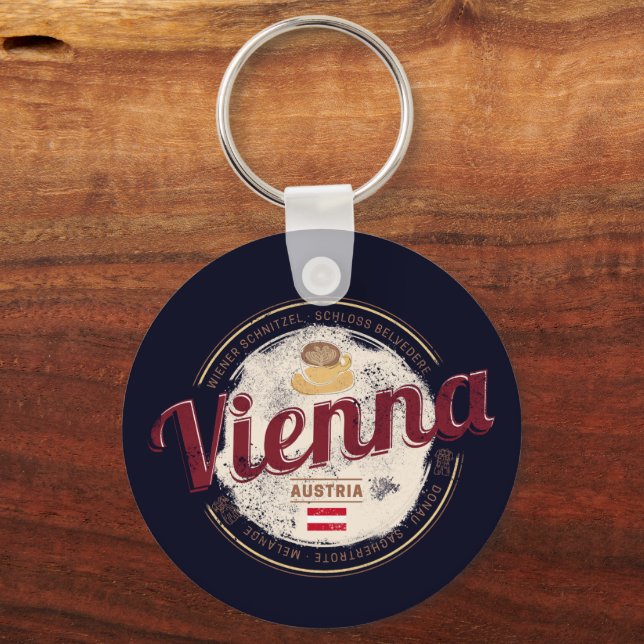 Vienna Austria Vintage Capital Viennese Melange Key Ring (Front)