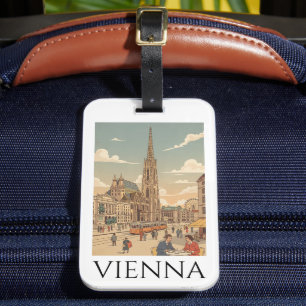 Vienna Austria Vintage Travel Cafe Culture Luggage Tag