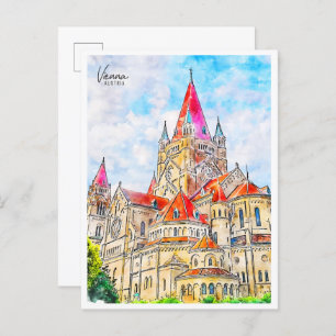 Vienna Austria vintage travel watercolor Postcard