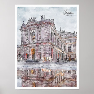 Vienna Austria vintage travel watercolor Poster