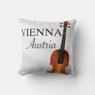 Vienna Austria Violin travel poster Cushion