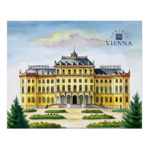 Vienna Austria Watercolor City Travel Memory Poster