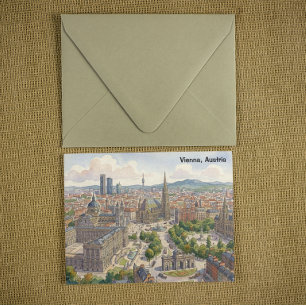 Vienna Austria Watercolor Cityscape Illustration Postcard
