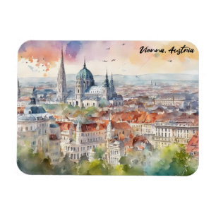 Vienna Austria Watercolor Painting Panorama View  Magnet