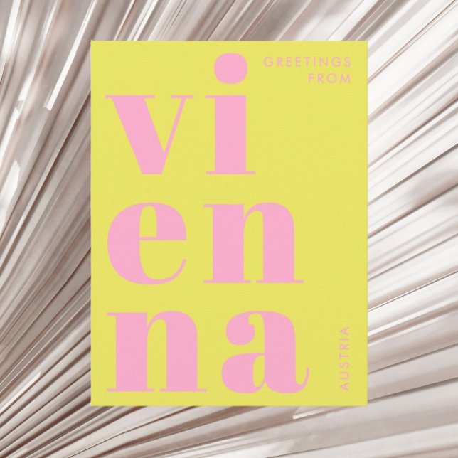 Vienna Austria yellow typography Postcard (Creator Uploaded)
