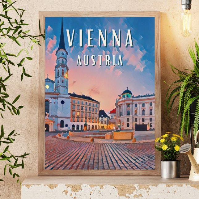 Vienna, bustling capital of Austria Poster (Vienne : où l'élégance impériale s'entrelace avec la créativité contemporaine.)