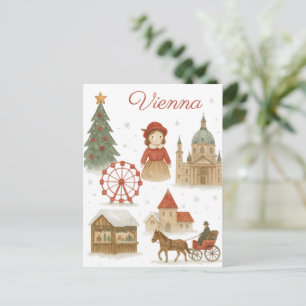 Vienna Christmas Watercolor – Cozy Winter Austria  Postcard