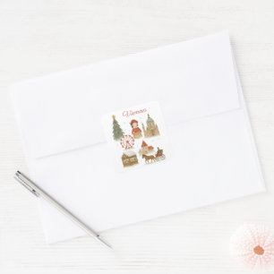 Vienna Christmas Watercolor – Cozy Winter Austria Square Sticker