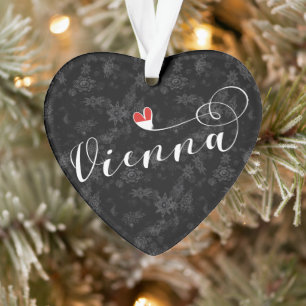 Vienna Flag In Heart, Austria, Viennese Ornament
