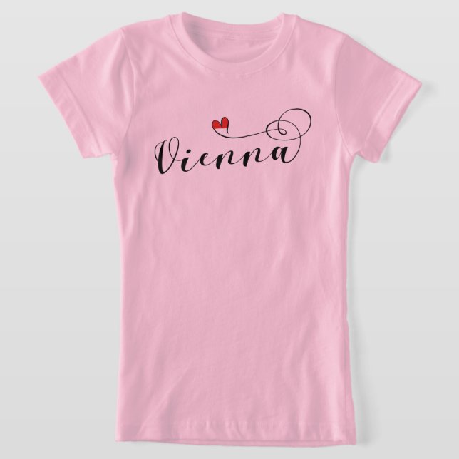 Vienna Flag In Heart, Austria, Viennese T-Shirt (Laydown)