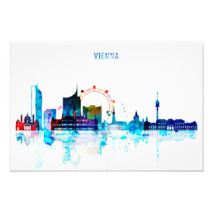 Vienna skyline, Austria Watercolor Art Photo Print