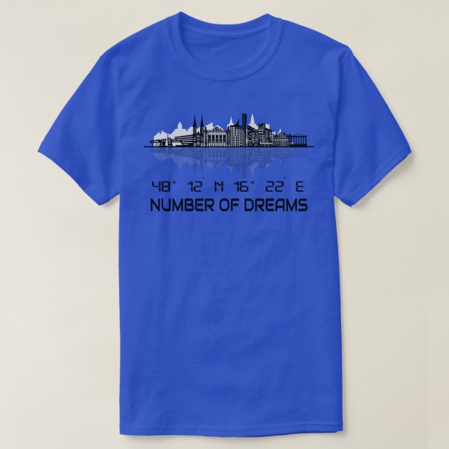 Vienna Skyline GPS Coordinates Capital T-Shirt (Design Front)