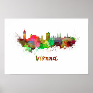 Vienna skyline in watercolor poster