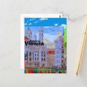 Vienna Travel Postcard Art, Austria Travel Art, Vi