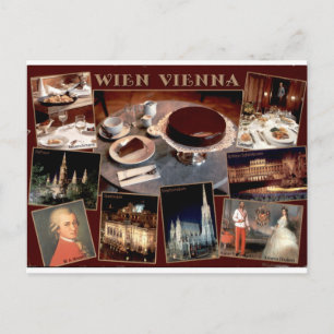 Vienna Vintage Coffee Cake and Landmarks Multiview Postcard
