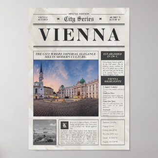 Vienna Vintage Newspaper – City Series Travel Prin Poster