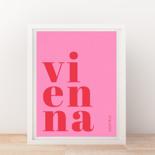 Vienna Wien Austria typography pink Poster