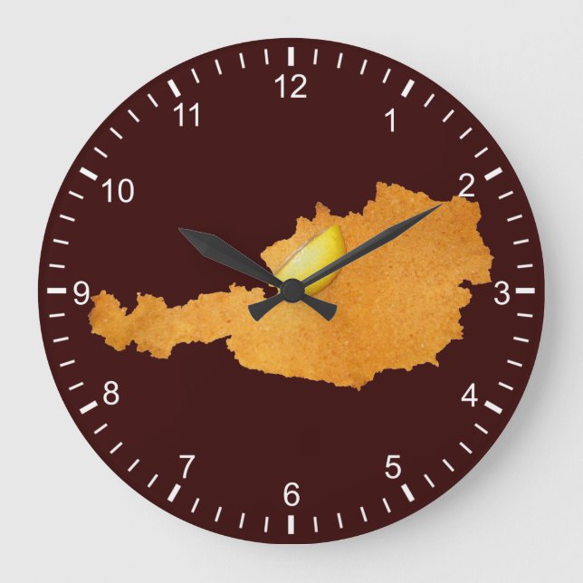 Viennese Schnitzel - Map Of Austria Large Clock (Front)