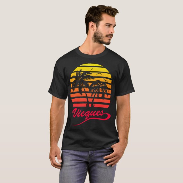Vieques 80s Tropical Sunset T-Shirt (Front Full)