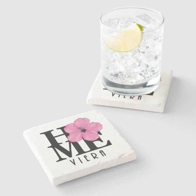 Viera HOME Pink Hibiscus  Stone Coaster (Side)