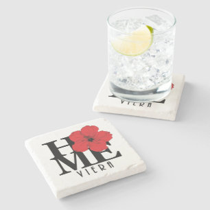 Viera HOME Red Hibiscus Stone Coaster