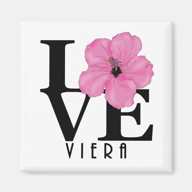 Viera LOVE Pink Hibiscus Magnet (Front)