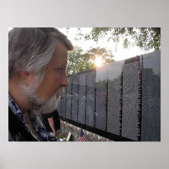 Viet Nam Veteran Visits the Travelling Wall Poster (Front)
