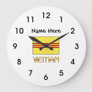 Vietnam and South Vietnamese Flag with Your Name L Large Clock
