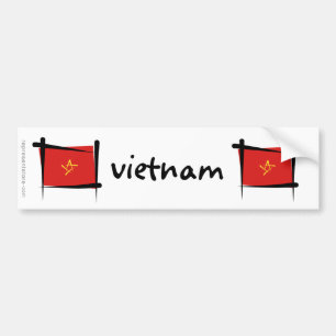 Vietnam Brush Flag Bumper Sticker