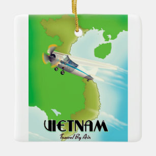 Vietnam by Air vacation print. Ceramic Ornament
