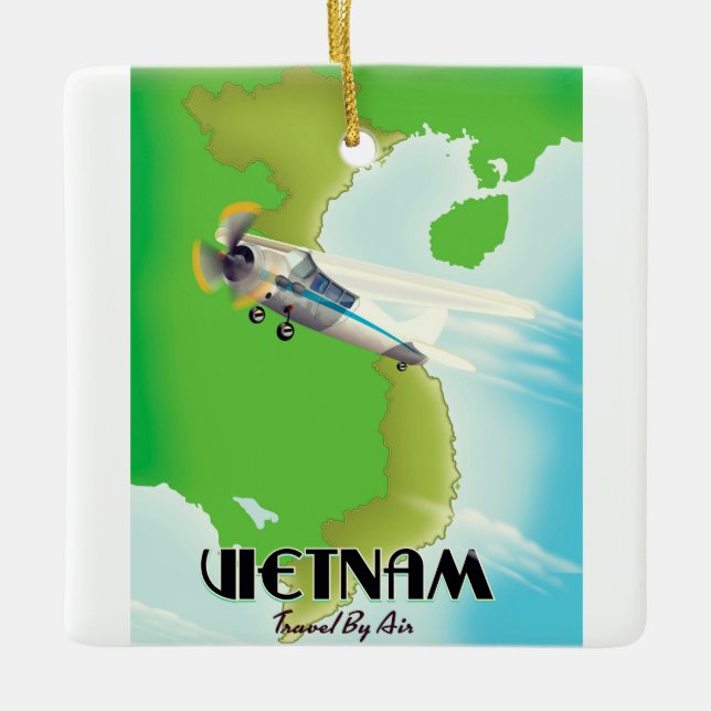 Vietnam by Air vacation print. Ceramic Ornament (Front)