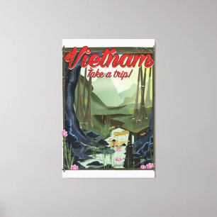 Vietnam Cave cartoon travel poster Canvas Print