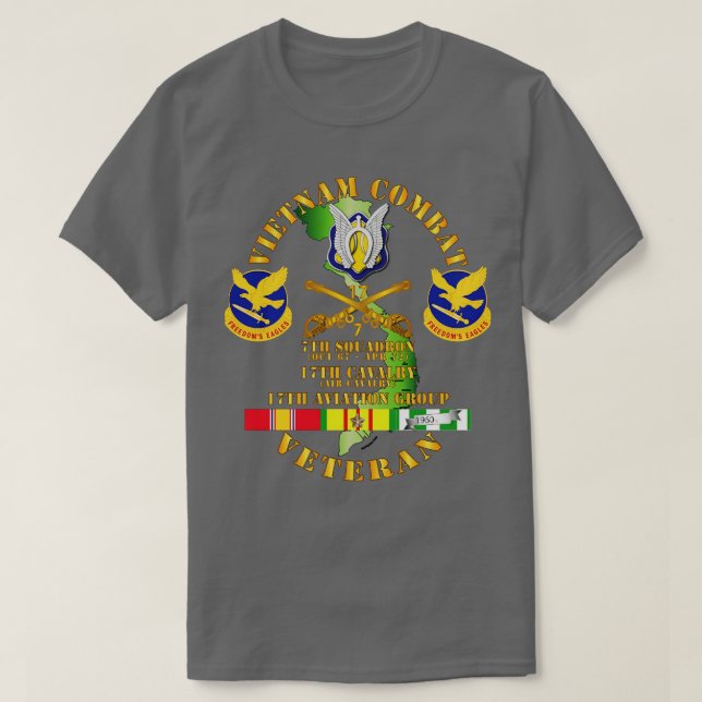 Vietnam Combat Cavalry Vet w 7th Squadron 17th Air T-Shirt (Design Front)