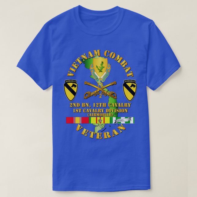 Vietnam Combat Cavalry Veteran w 2nd Bn 12th Cav D T-Shirt (Design Front)
