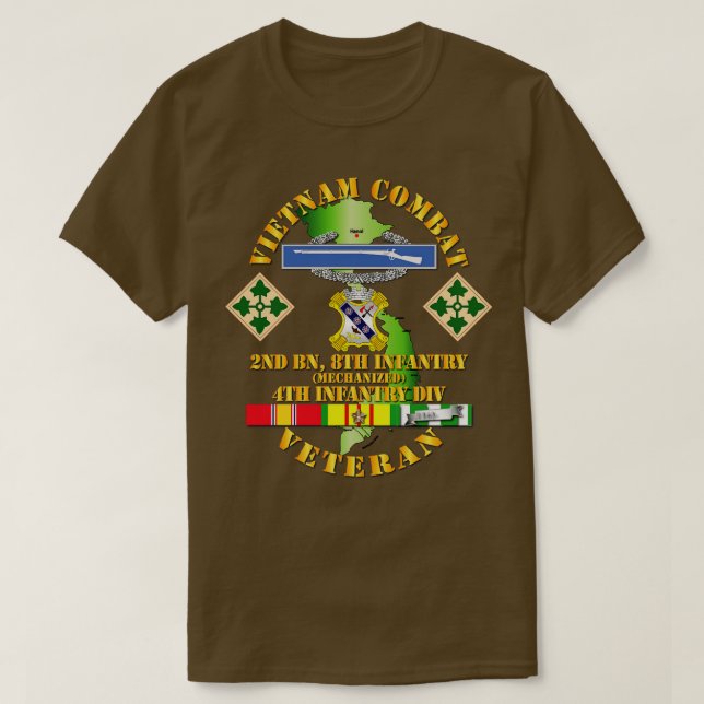 Vietnam Combat Infantry Veteran w 2nd Bn 8th Inf M T-Shirt (Design Front)