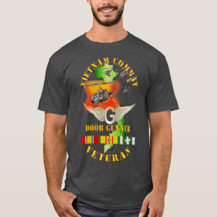 Vietnam Combat Vet Door Gunner w Fire w VN SVC T-Shirt