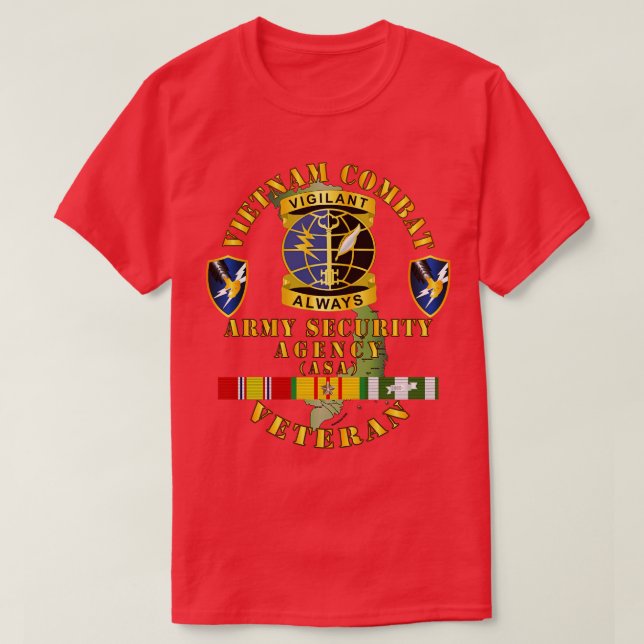 Vietnam Combat Veteran ASA SSI DUI w VN SVC T-Shirt (Design Front)