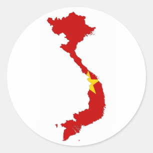 vietnam country flag map classic round sticker