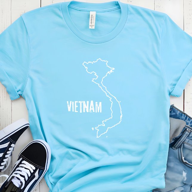 Vietnam Country Map Vietnamese Boundary Line Shape T-Shirt (Creator Uploaded)