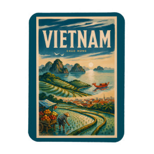 Vietnam Culture Illustration Travel Art Vintage Magnet