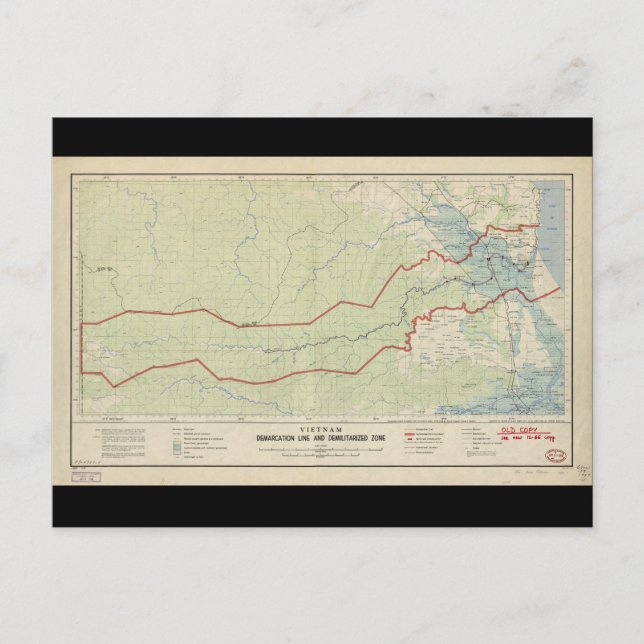 Vietnam Demarcation Line & Demilitarised Zone 1957 Postcard (Front)
